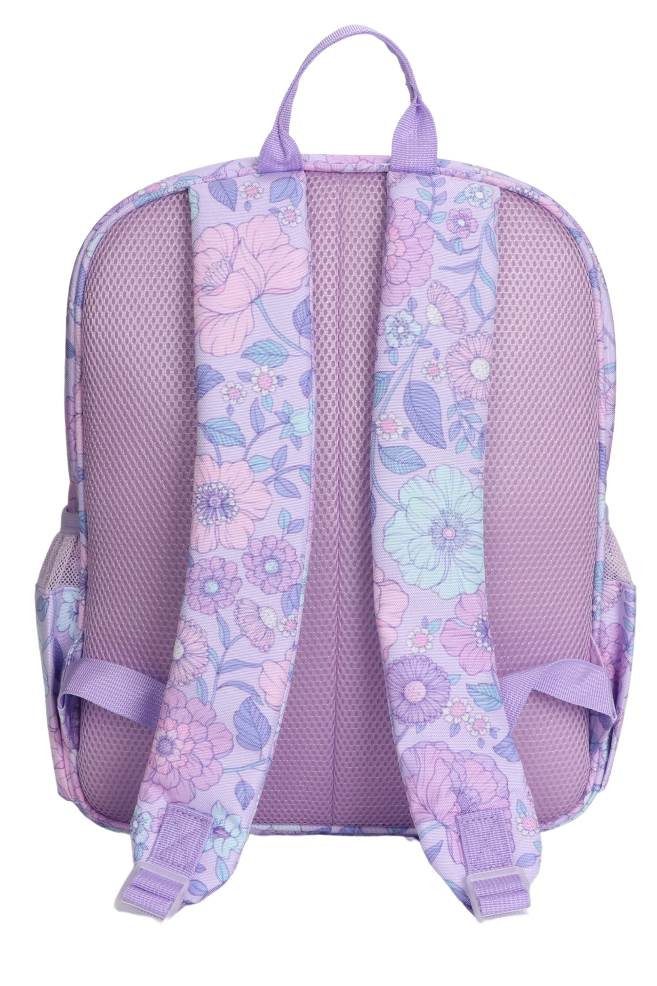 Soft purple floral print backpack ideal for girls in preschool