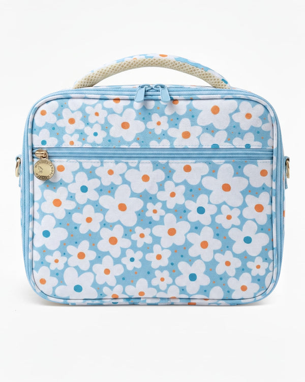 Floral patterned lunch bag on a white background