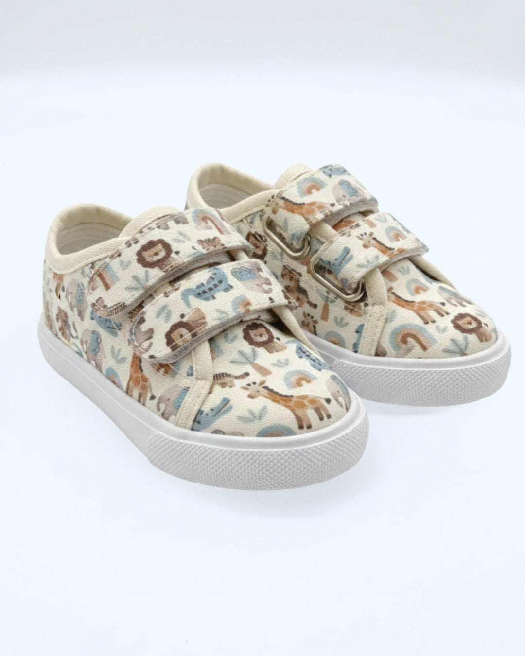 Children's sneakers with animal pattern on a white background