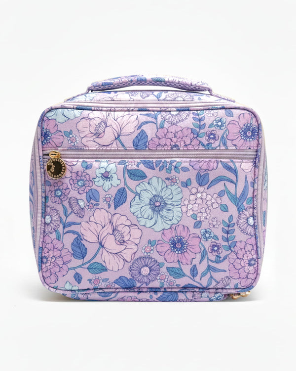 Floral patterned lunch bag on a white background