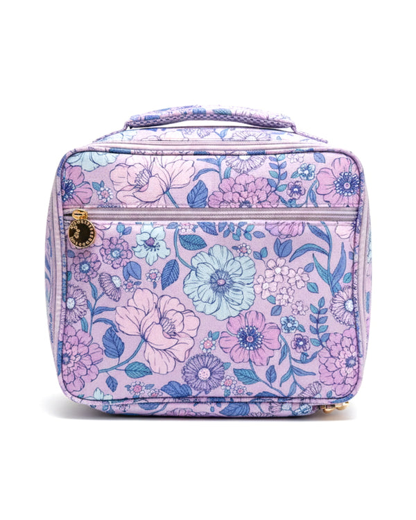 Floral patterned lunch bag on a white background