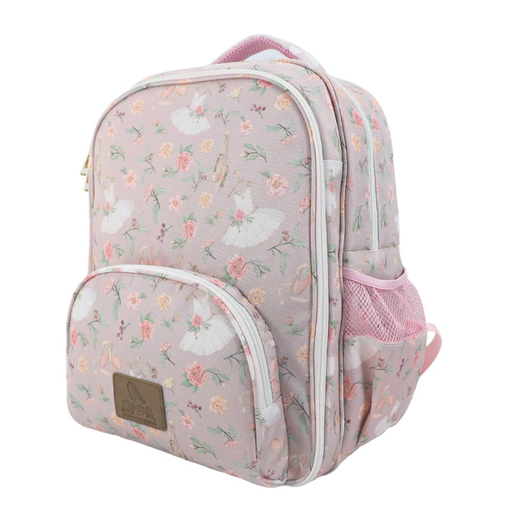     wonderland-4-children-backpack-Ballerina-small-children-kindy-preschool-school-daycare-flower-girly-pink-dance-side